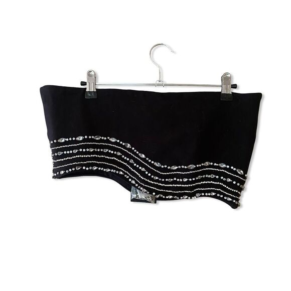 NWT NBD Bruna Embellished Bra Top Black silver rhinestone cropped Revolve S - Picture 4 of 12